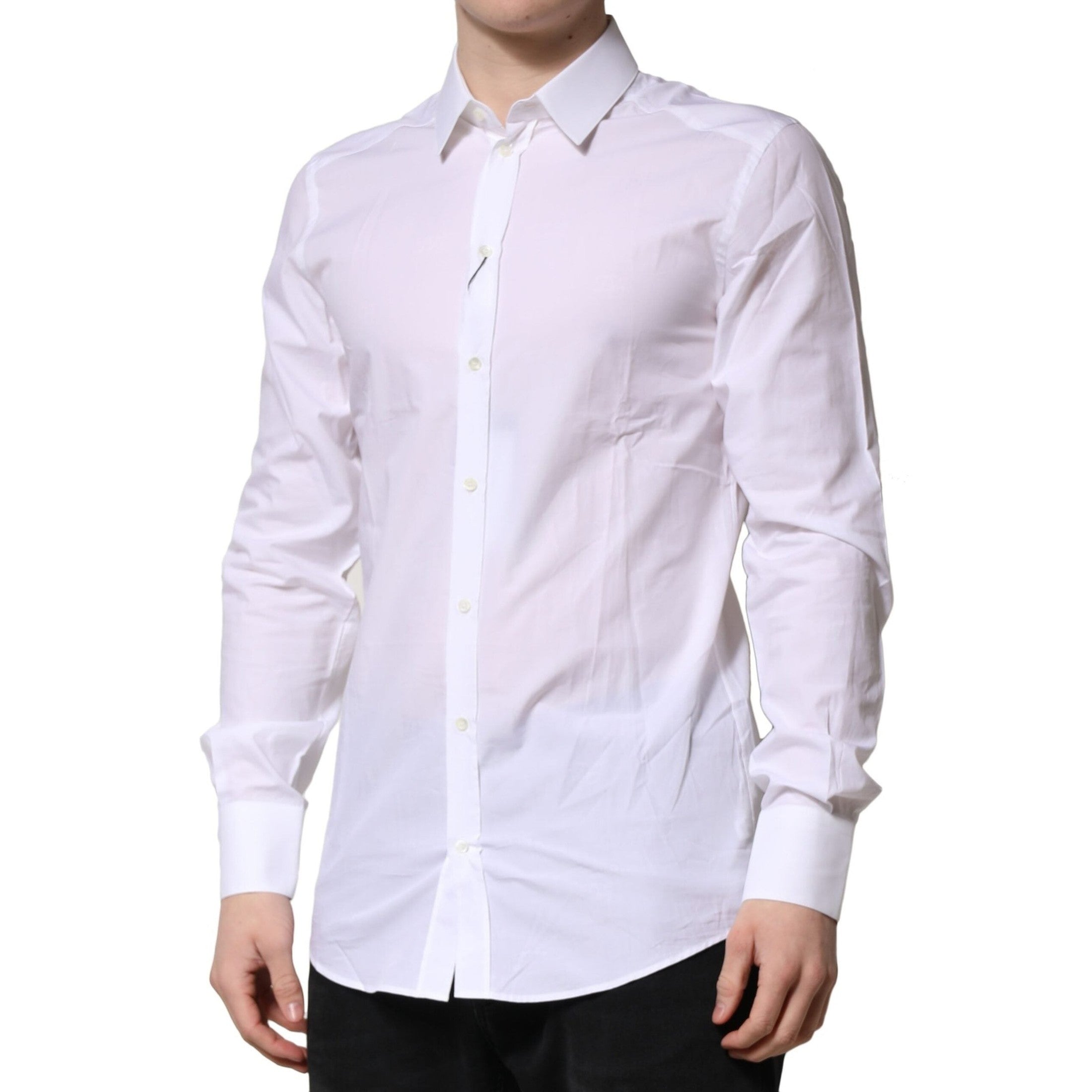 Dolce & Gabbana White GOLD Long Sleeves Dress Formal Shirt