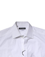 Dolce & Gabbana White Cotton Long Sleeves GOLD Formal Shirt