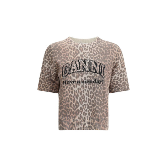 Ganni Leopard print short sleeve Sweater Ganni