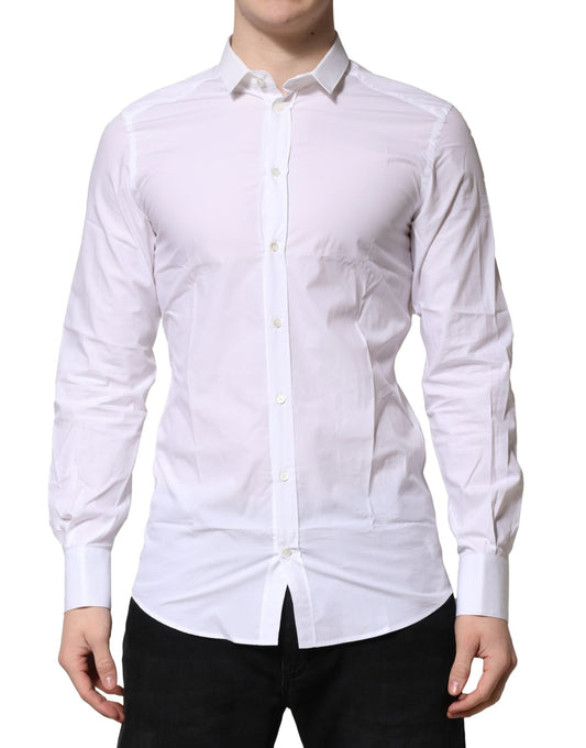 Dolce & Gabbana White Cotton GOLD Long Sleeves Formal Shirt Dolce & Gabbana