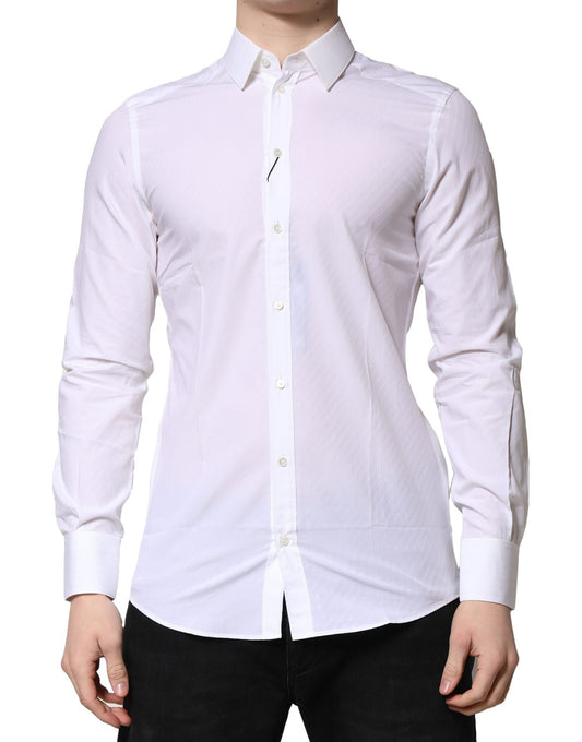 Dolce & Gabbana White MARTINI Long Sleeves Dress Formal Shirt Dolce & Gabbana