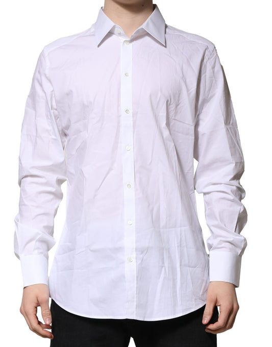 Dolce & Gabbana White GOLD Long Sleeves Dress Formal Shirt Dolce & Gabbana