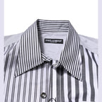 Dolce & Gabbana White Gray Striped Cotton Men Casual Shirt