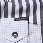 Dolce & Gabbana White Gray Striped Cotton Men Casual Shirt