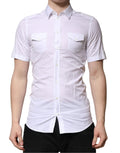 Dolce & Gabbana White Cotton Short Sleeves GOLD Casual Shirt - Eljoys Fashion 