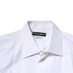 Dolce & Gabbana White Bib Cotton Poplin GOLD Men Formal Shirt