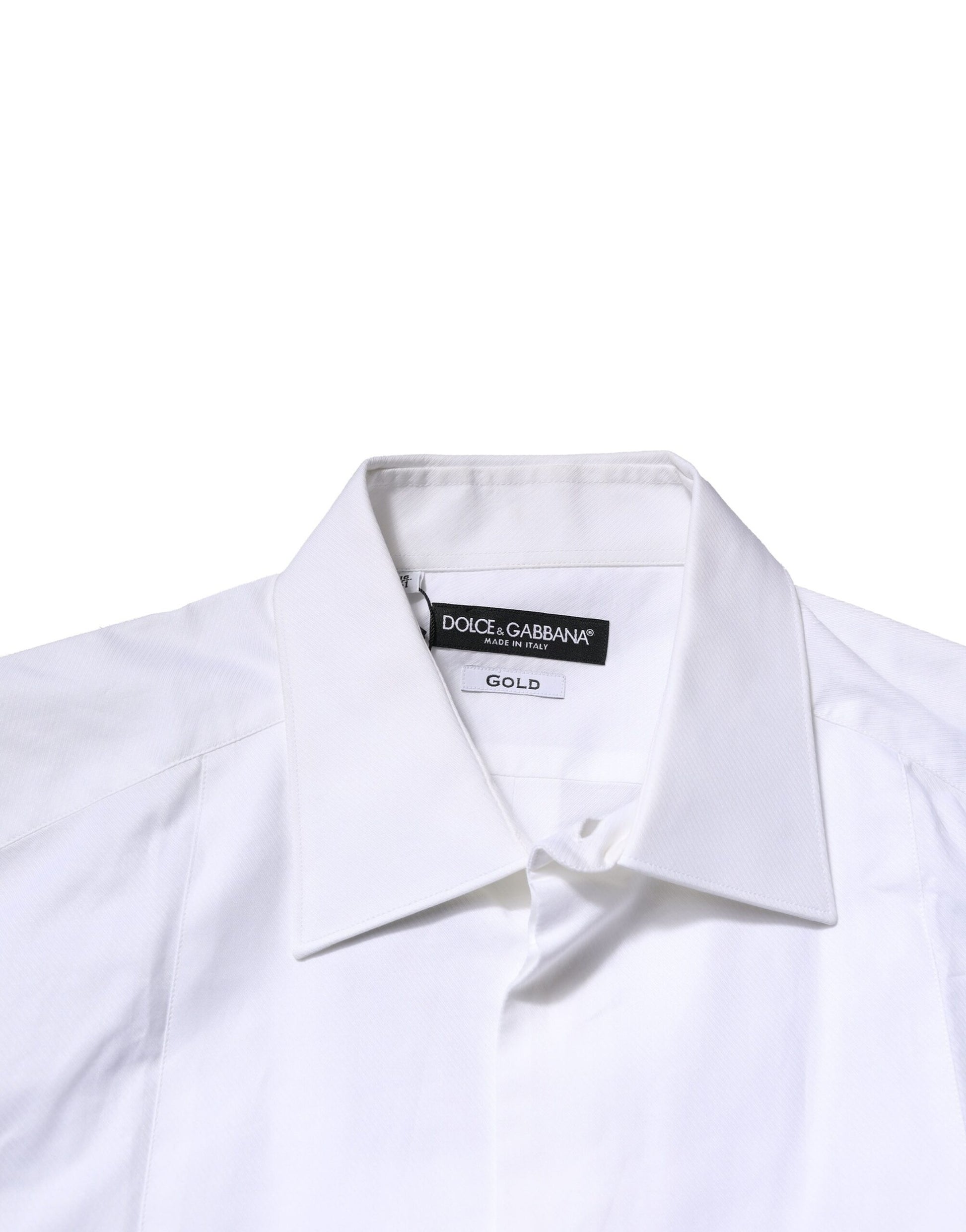 Dolce & Gabbana White Bib Cotton Poplin GOLD Men Formal Shirt Dolce & Gabbana