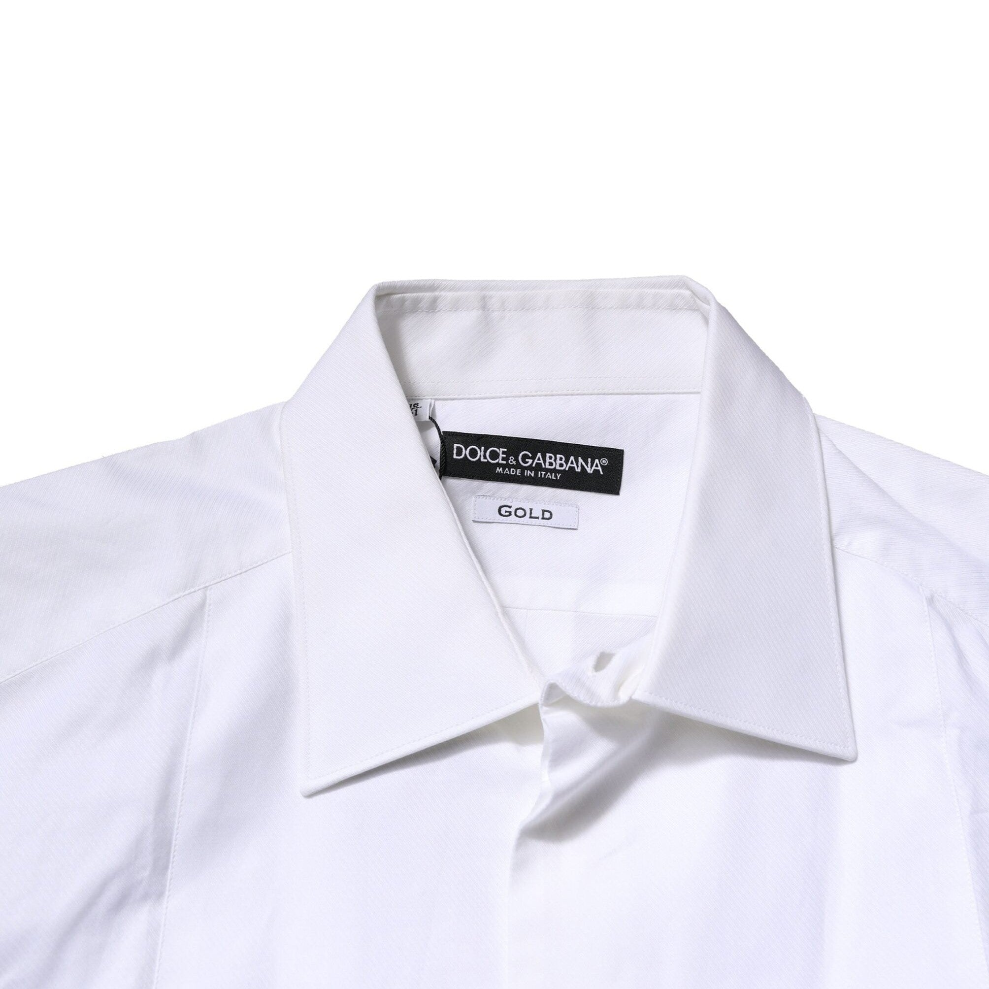 Dolce & Gabbana White Bib Cotton Poplin GOLD Men Formal Shirt