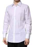Dolce & Gabbana White GOLD Long Sleeves Men Dress Formal Shirt