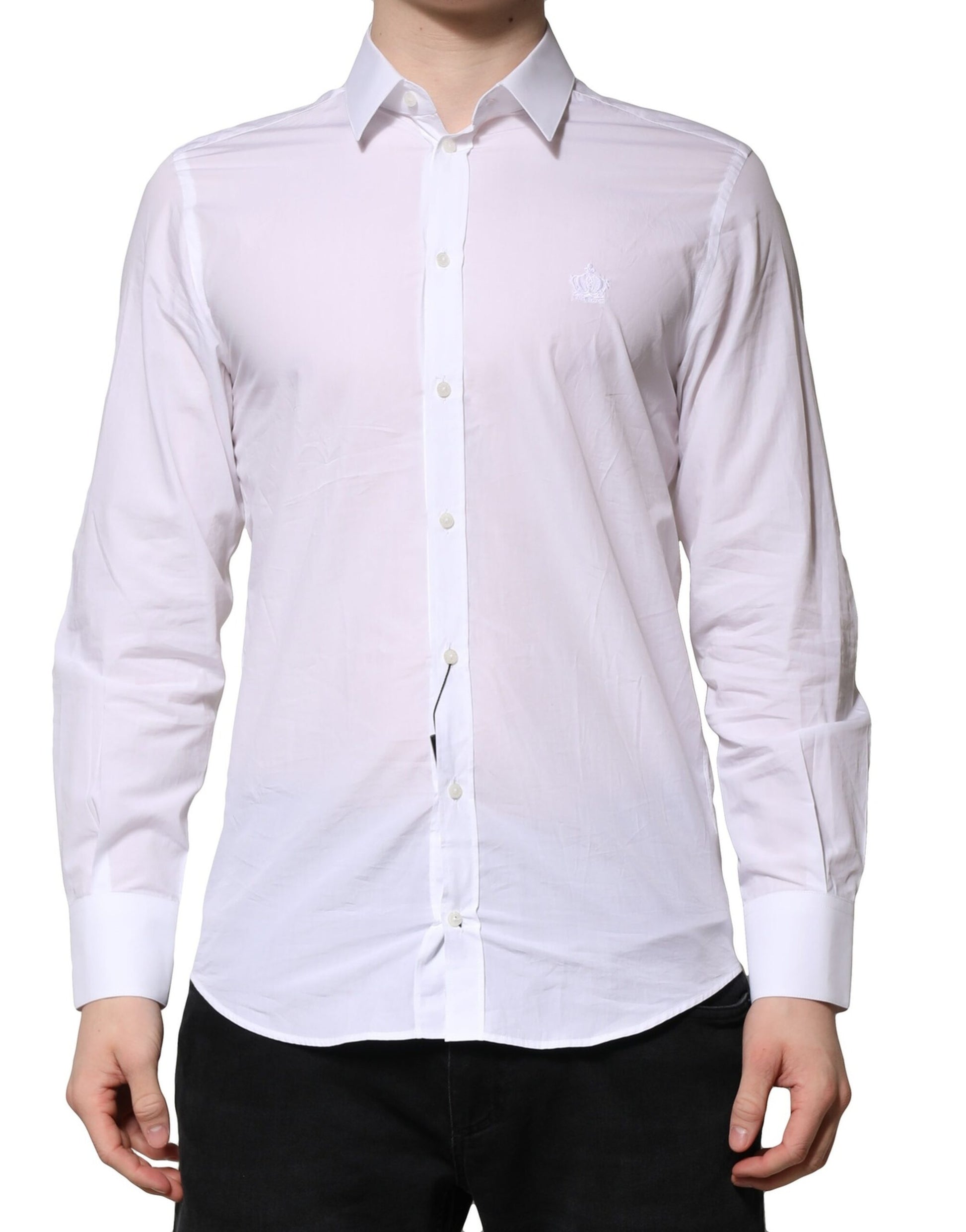 Dolce & Gabbana White MARTINI Long Sleeves Men Formal Shirt Dolce & Gabbana