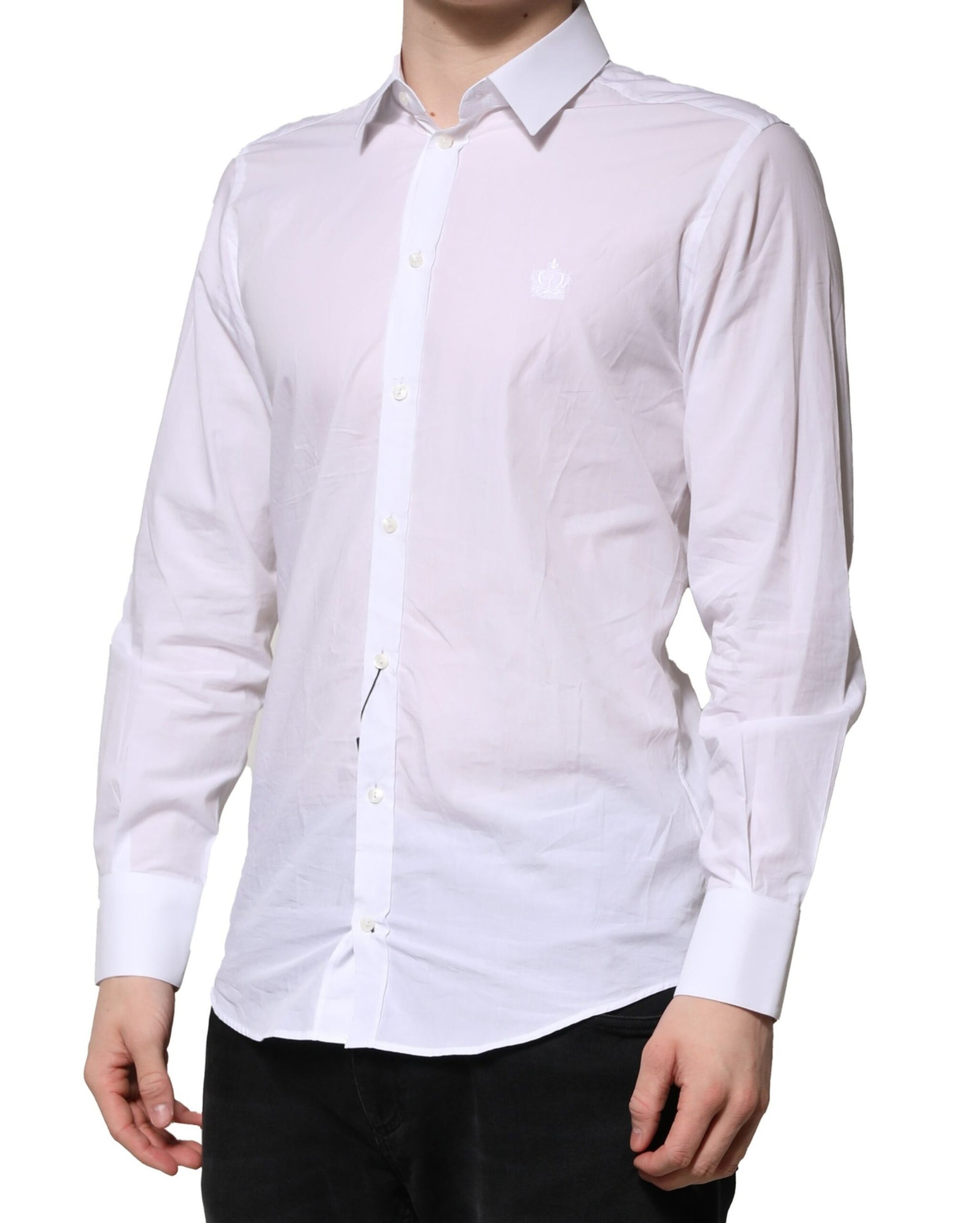 Dolce & Gabbana White MARTINI Long Sleeves Men Formal Shirt Dolce & Gabbana