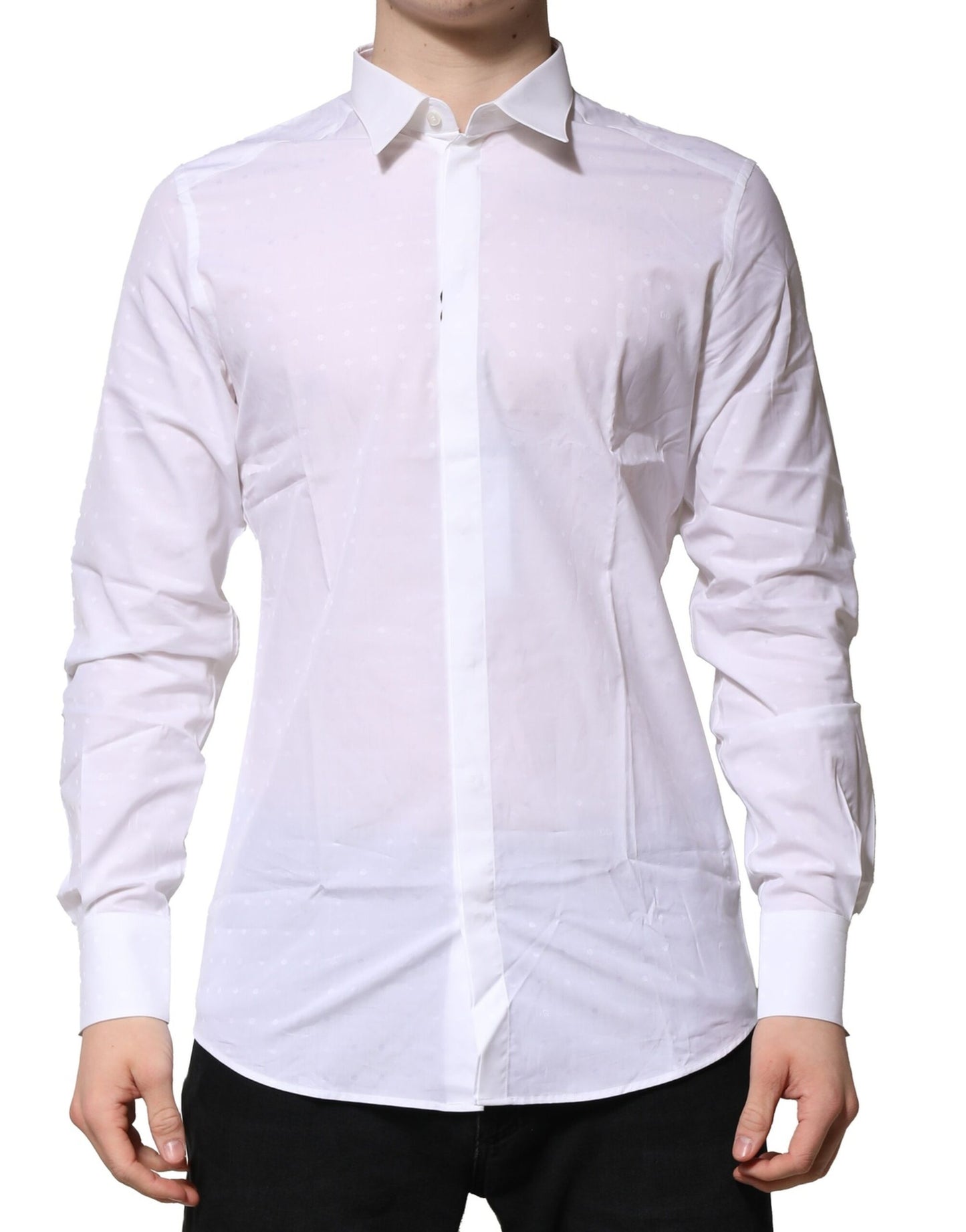 Dolce & Gabbana White Cotton GOLD Long Sleeves Formal Shirt Dolce & Gabbana