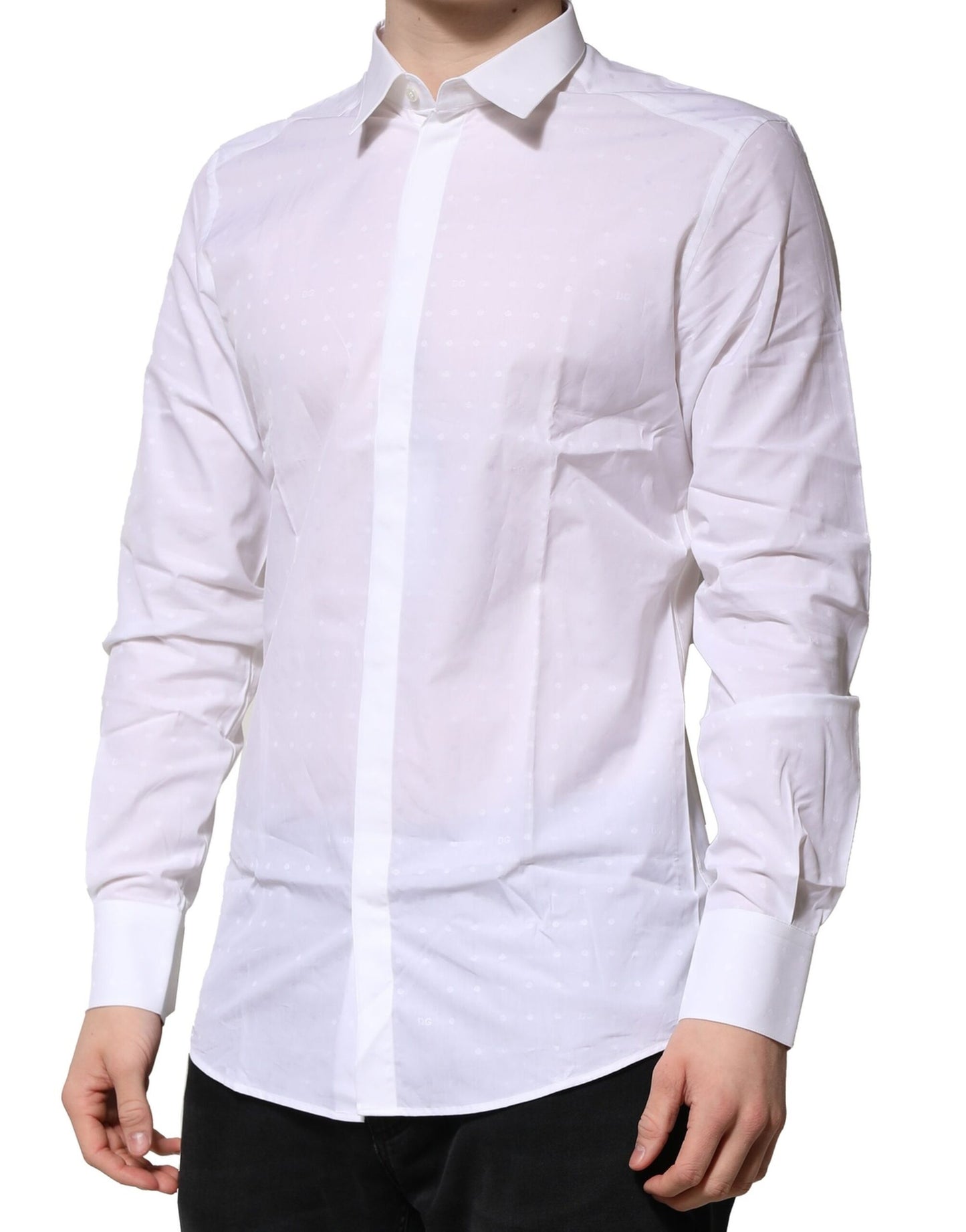 Dolce & Gabbana White Cotton GOLD Long Sleeves Formal Shirt Dolce & Gabbana