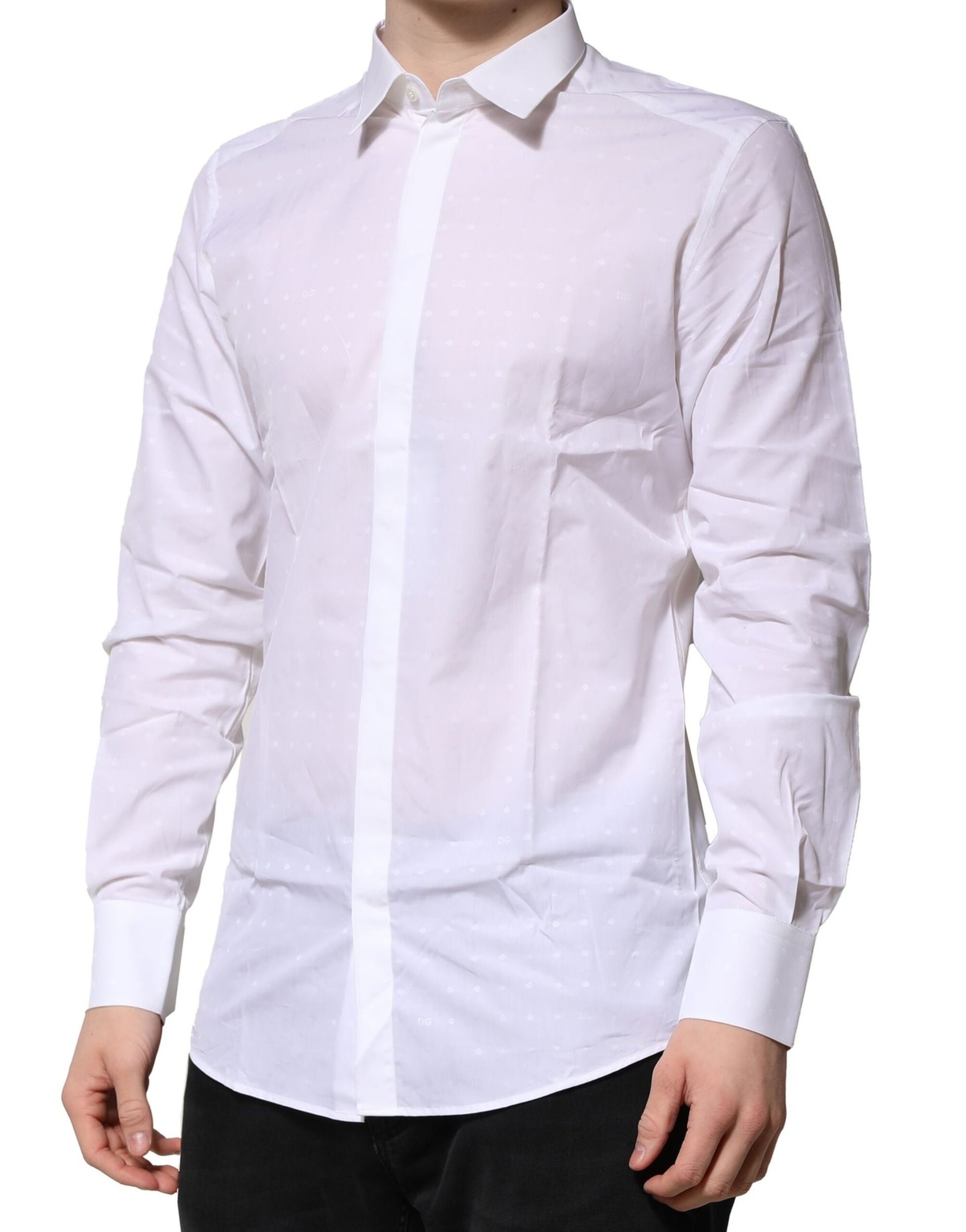 Dolce & Gabbana White Cotton GOLD Long Sleeves Formal Shirt Dolce & Gabbana