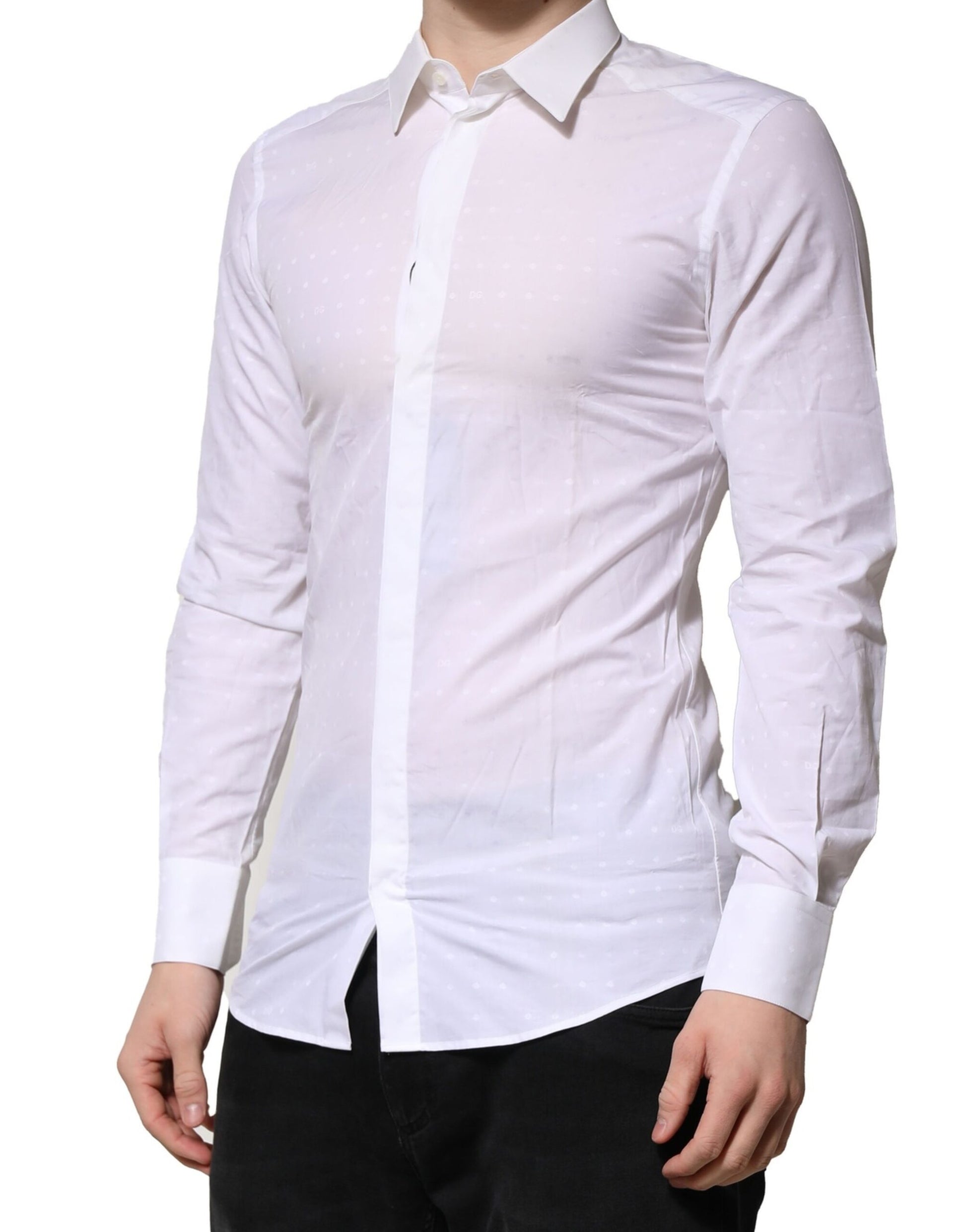 Dolce & Gabbana White GOLD Long Sleeves Dress Men Formal Shirt Dolce & Gabbana