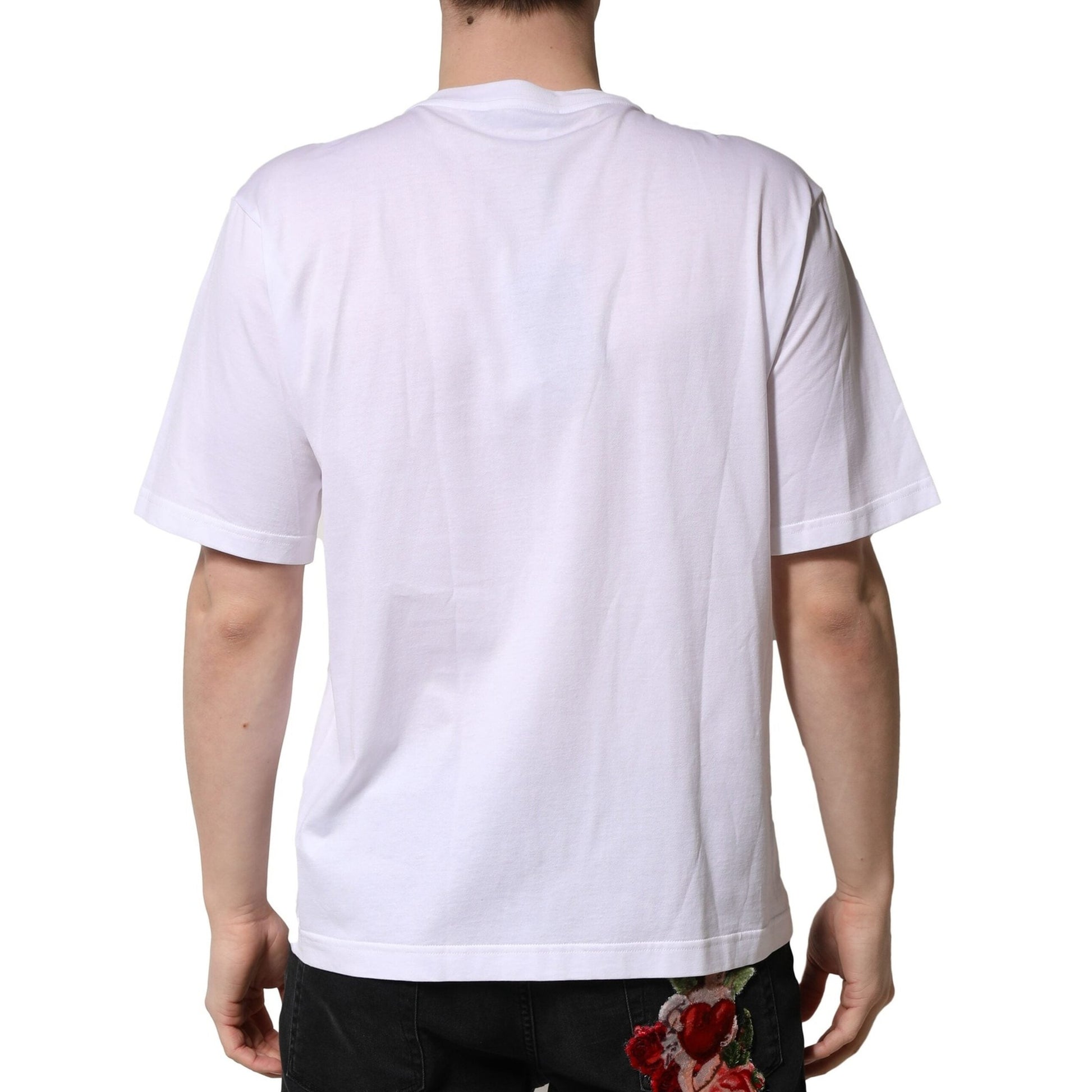 Dolce & Gabbana White Embellished Cotton Crew Neck T-shirt Dolce & Gabbana