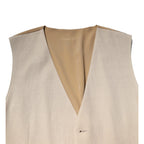 Dolce & Gabbana Beige Linen Dress Formal Men Waistcoat Vest
