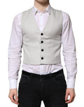 Dolce & Gabbana Gray Wool Dress Formal Men Waistcoat Vest - Eljoys Fashion 