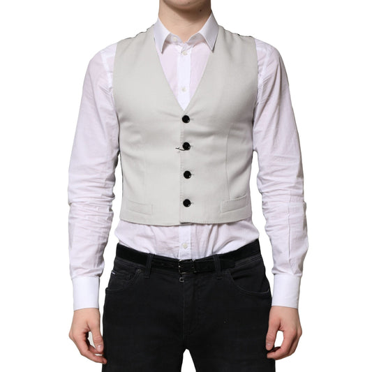 Dolce & Gabbana Gray Wool Dress Formal Men Waistcoat Vest