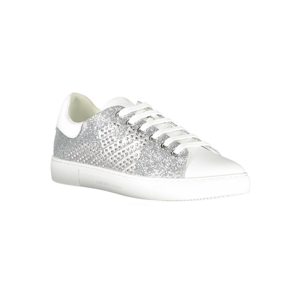 Emporio Armani Silver Leather Women Sneaker Emporio Armani