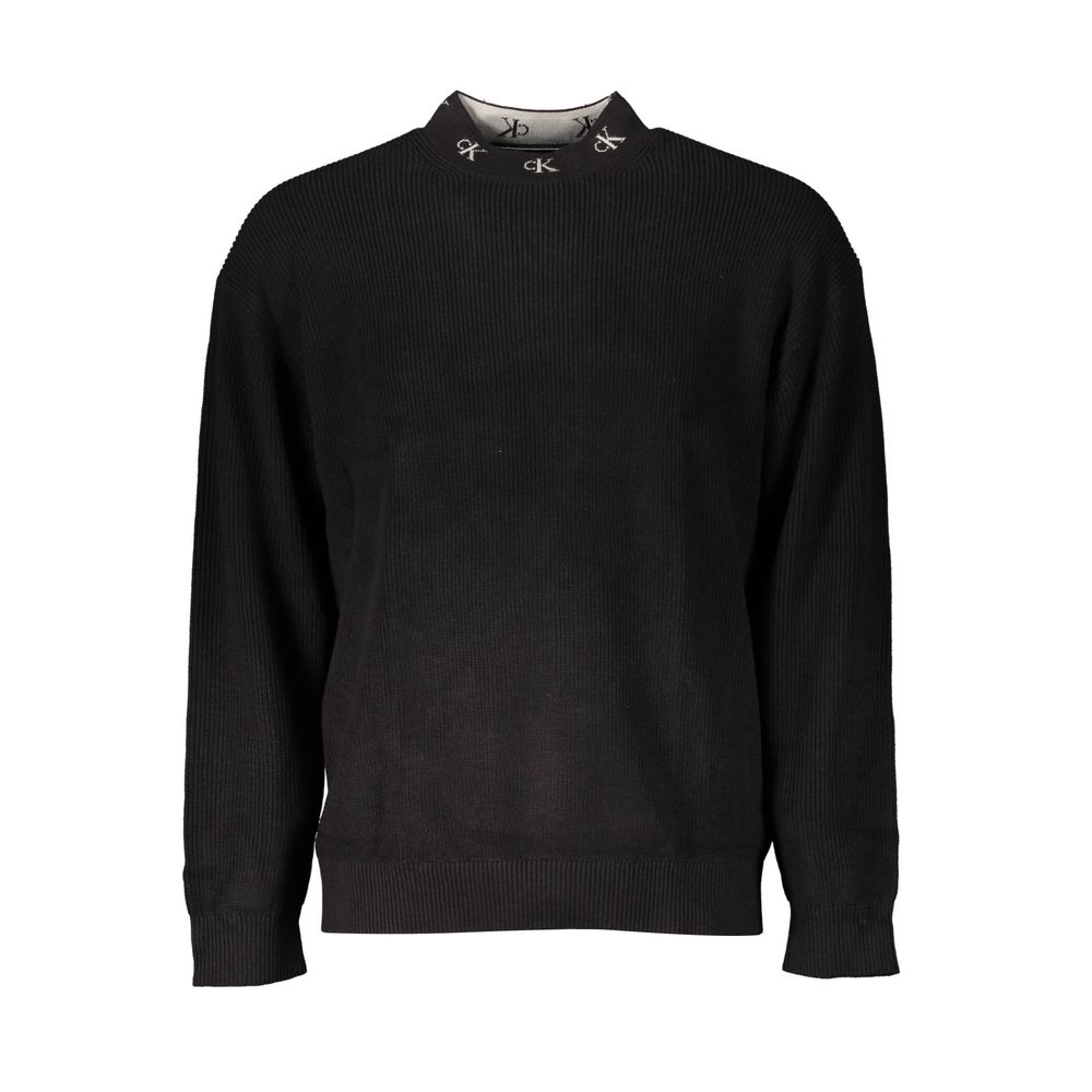 Calvin Klein Nero Cotton men's sweater with a crew neck and long sleeves, in black, displayed on a plain background.