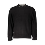 Calvin Klein Nero Cotton men's sweater with a crew neck and long sleeves, in black, displayed on a plain background.