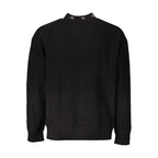 Calvin Klein Nero Cotton men's sweater with crew neck and long sleeves, in black, displayed on a hanger.