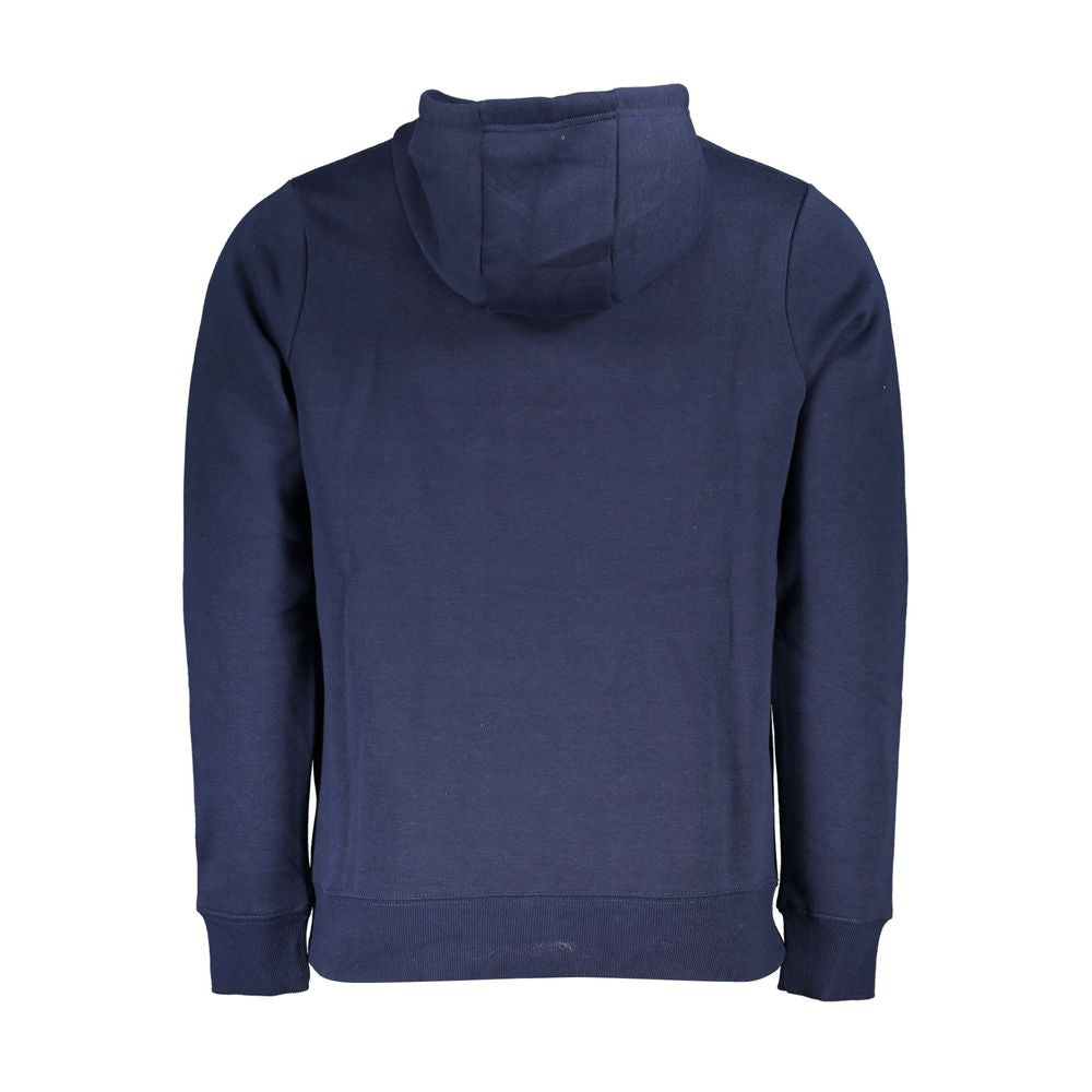 Norway 1963 blue cotton men's hooded sweatshirt with front pocket and ribbed cuffs, casual and comfortable apparel.