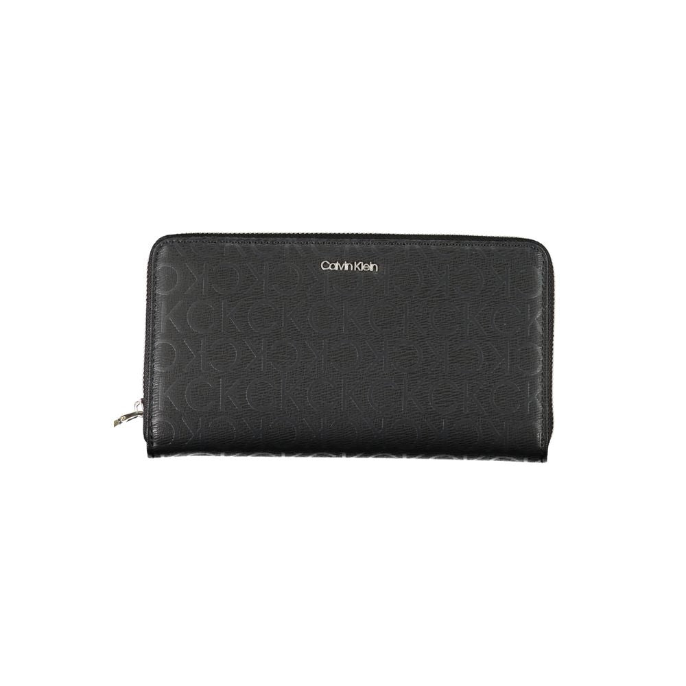 Calvin Klein Nero polyester women's wallet with multiple card slots and a sleek, minimalist design.