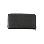 Calvin Klein nero polyester women's wallet with multiple card slots and a sleek design, showcasing the brand logo.