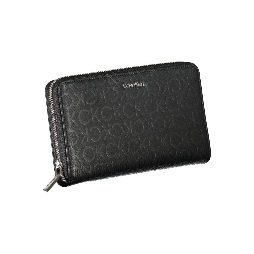 Calvin Klein Nero polyester women's wallet with multiple card slots and a sleek, minimalist design.