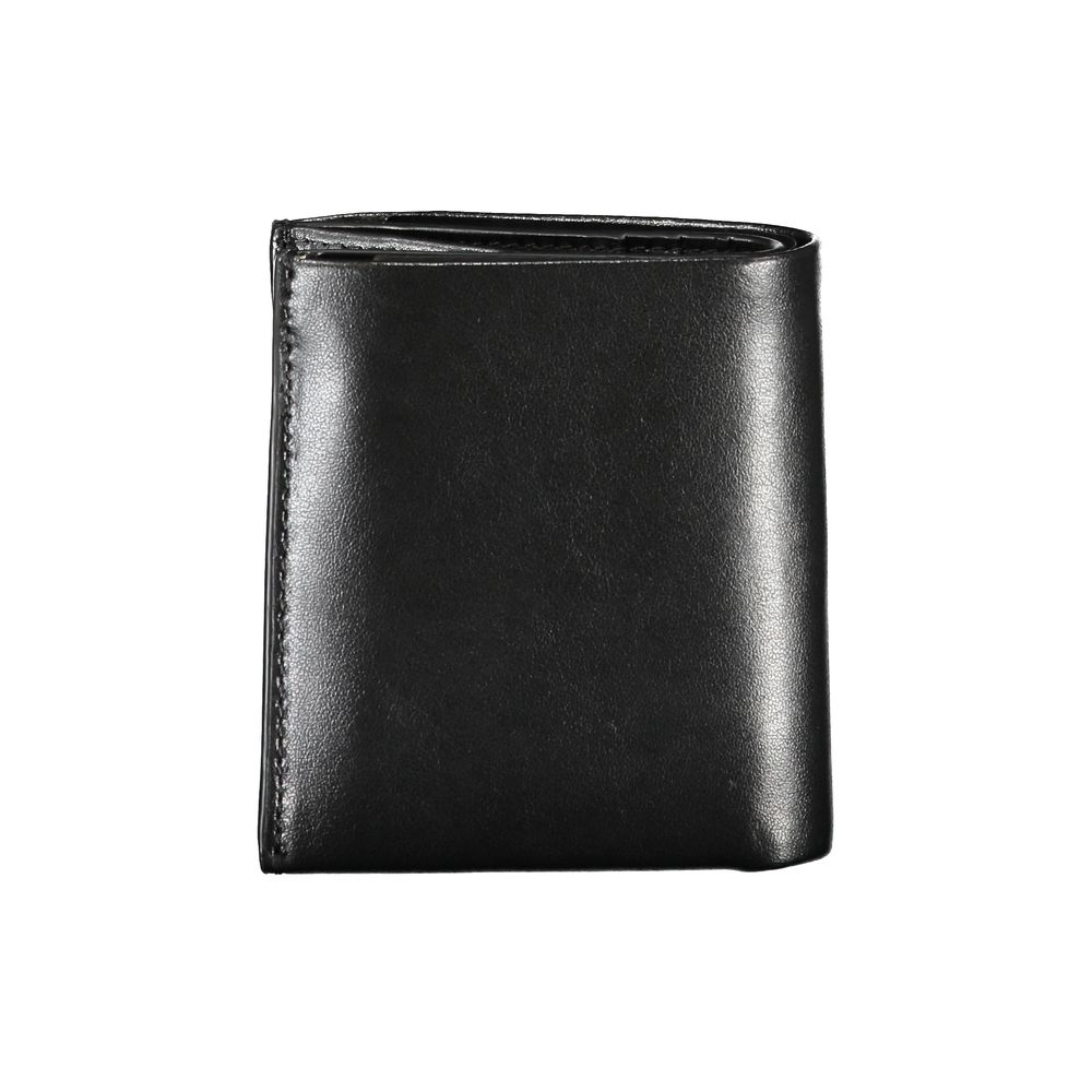 Calvin Klein Nero leather men's wallet showing multiple card slots and a sleek black design.