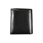 Calvin Klein Nero leather men's wallet showing multiple card slots and a sleek black design.