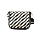 Black Tommy Hilfiger women's handbag made of smooth polyurethane, featuring a sleek design and stylish gold-tone hardware.