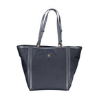 Tommy Hilfiger blue polyester women's handbag with sleek design and silver hardware, showcasing a stylish accessory for everyday use.