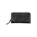 Black Calvin Klein women's wallet made of polyester with multiple card slots and a sleek, minimalist design.