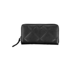 Black Calvin Klein women's wallet made of polyester with multiple card slots and a sleek, minimalist design.