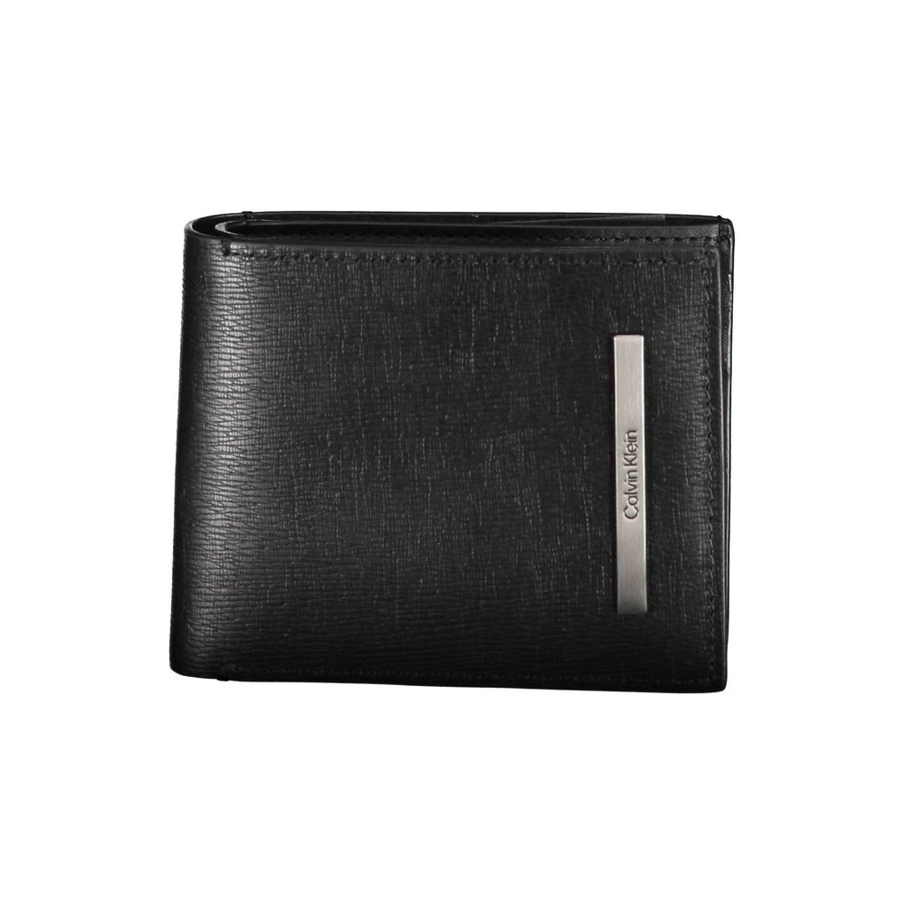 Calvin Klein sleek bifold wallet with RFID protection, featuring multiple card slots and a minimalist design.