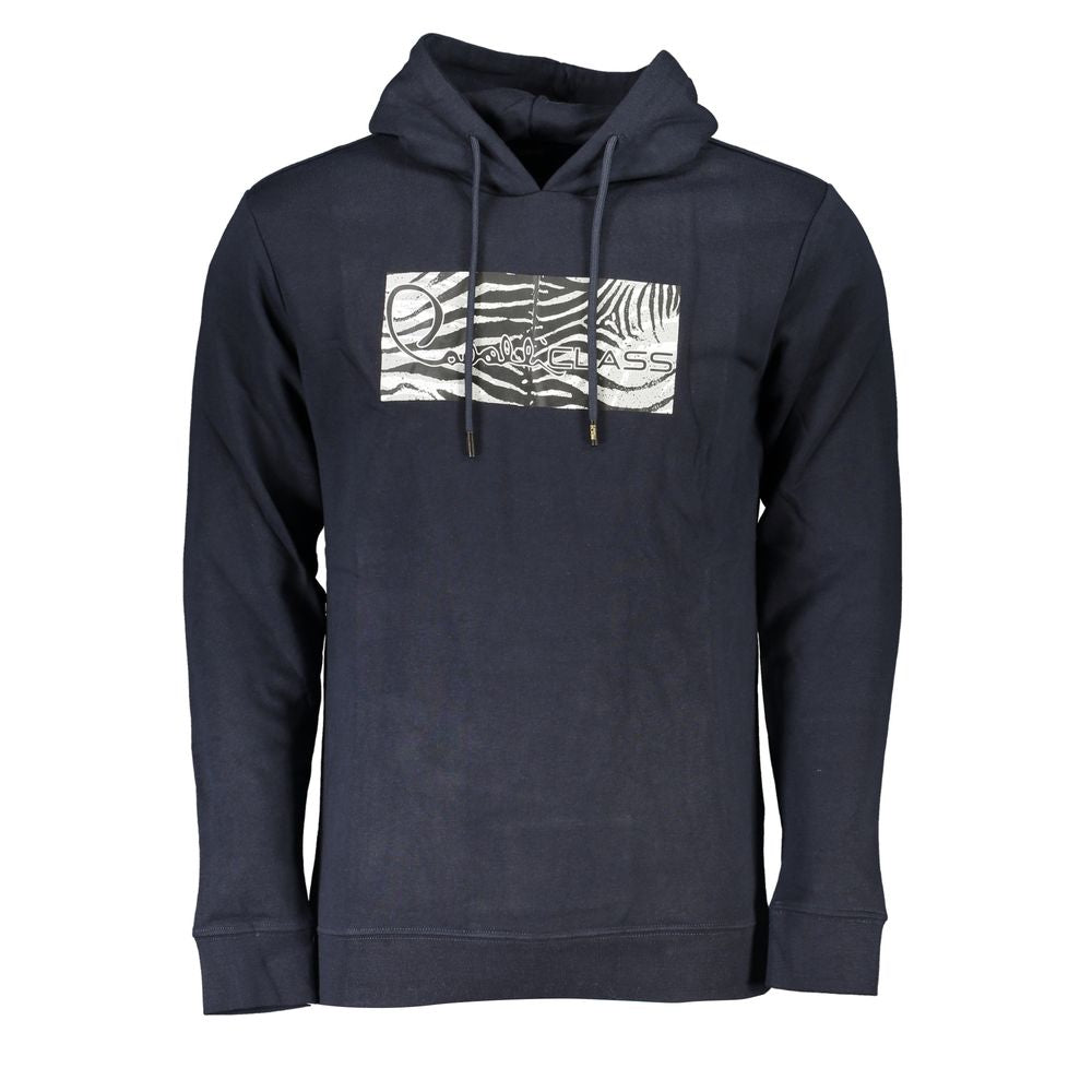 Cavalli Class blue cotton men's sweatshirt with crewneck and long sleeves, casual and comfortable for everyday wear.