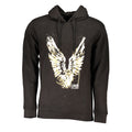 Black Cavalli Class Nero Cotton men's hoodie with front pocket and drawstrings, casual and comfortable men's fashion.