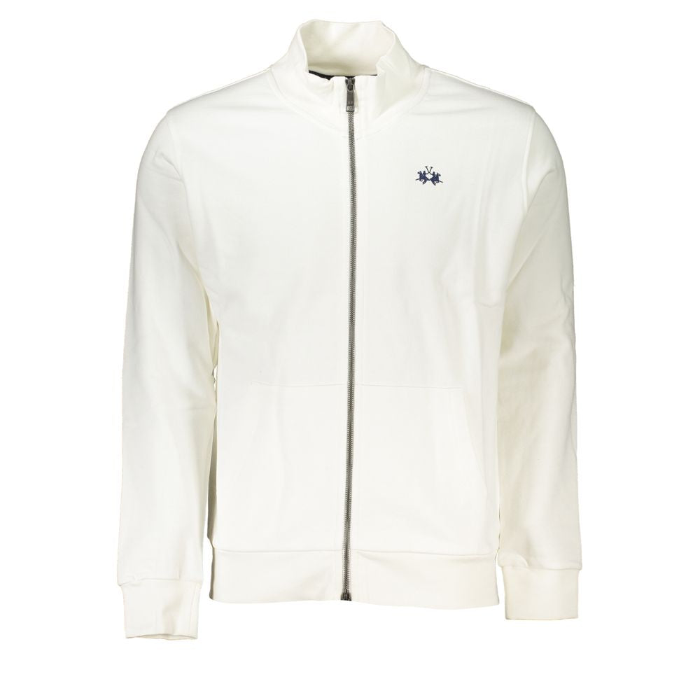 La Martina Bianco cotton men's sweatshirt featuring a crew neck and long sleeves, casual and comfortable for everyday wear.