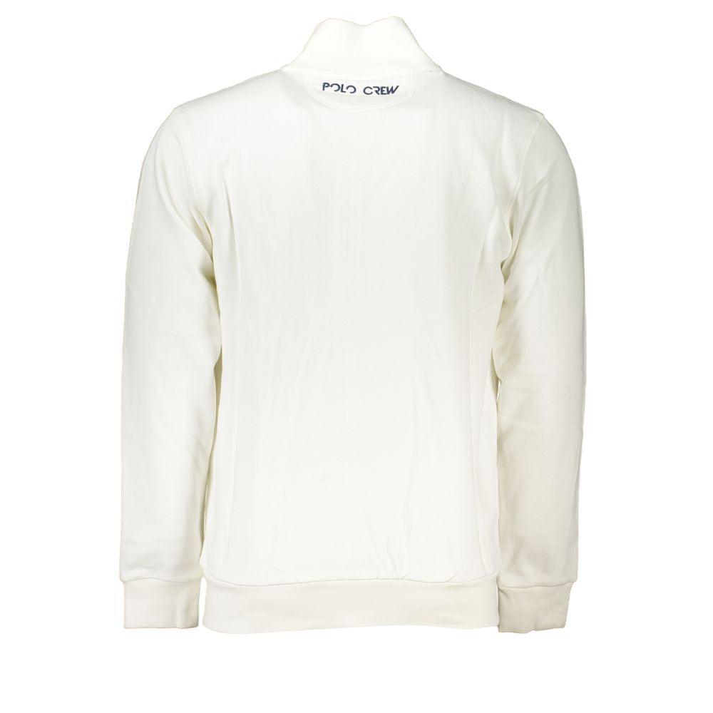 La Martina Bianco cotton men's sweatshirt with crew neck and long sleeves, featuring a casual, comfortable fit.