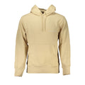 Beige cotton men's sweater by Calvin Klein with ribbed cuffs and crew neckline, displayed on a plain background.