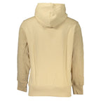 Calvin Klein beige cotton men's sweater displayed on a hanger, showcasing a classic crew neck and soft knit fabric.