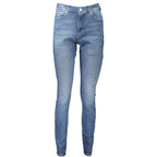 Tommy Hilfiger women’s blue cotton jeans with classic five-pocket design and straight fit.
