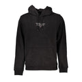 Black cotton men's sweatshirt by Tommy Hilfiger with a classic crew neck and logo detail on the chest.