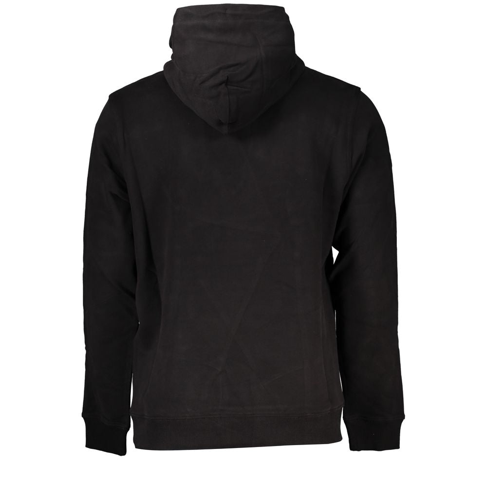 Black cotton men's sweatshirt by Tommy Hilfiger with logo detail, displayed on a neutral background.