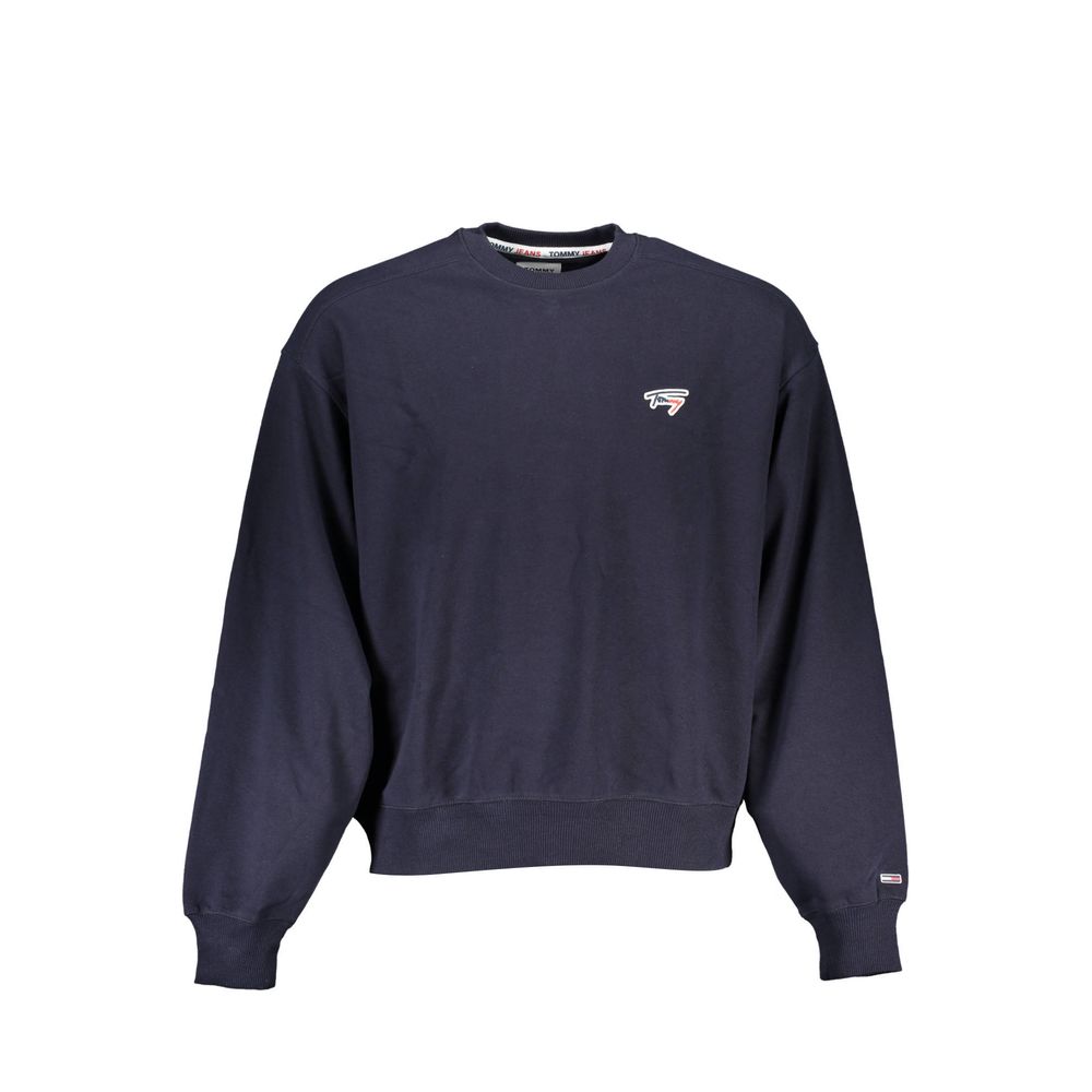 Tommy Hilfiger blue cotton men's sweatshirt with crew neck and long sleeves, casual style and brand logo details.