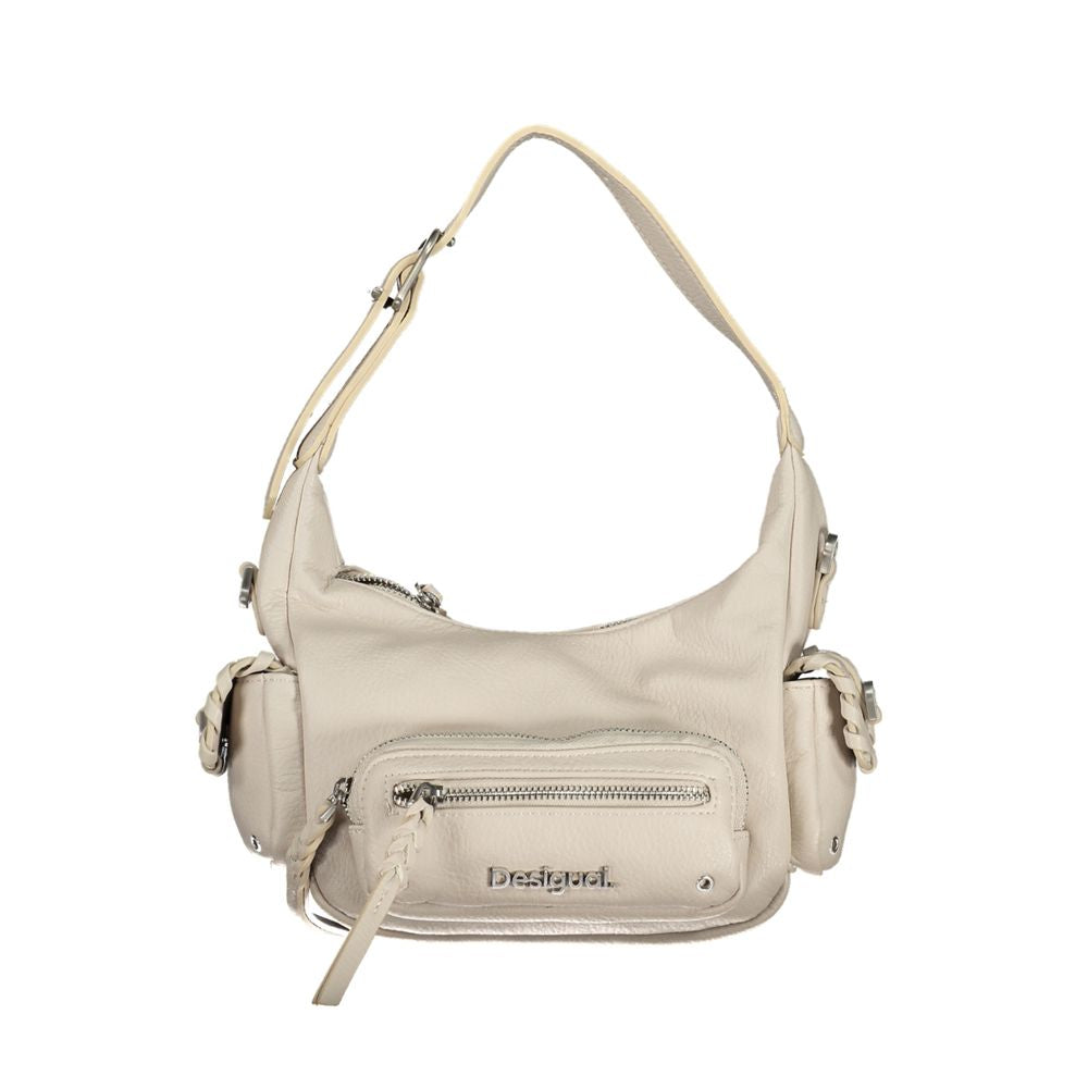 Desigual Bianco Poliuretano women's handbag with stylish design and adjustable shoulder strap, made from durable synthetic material.