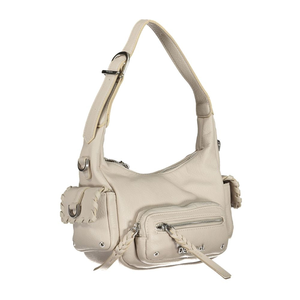 Desigual Bianco Poliuretano women's handbag with stylish design and adjustable strap, featuring a modern, textured surface.